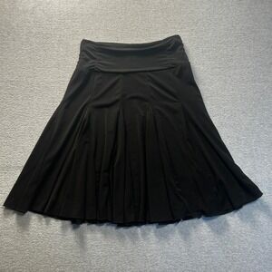 Apt. 9‎ Stretch Flare Skaters Skirt Womens Medium Black Pleated Pull On Midi